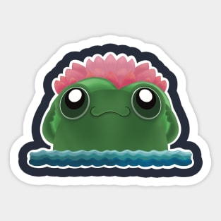 Cute Frog With Lily Pad Hat Sticker